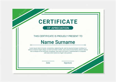 Premium Vector Modern Green Certificate Template With Flat Design