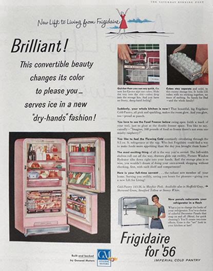 1956 Retro Pink Frigidaire Refrigerator Ad Oven Washing Machine