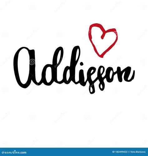 Female Name Drawn By Brush Hand Drawn Vector Girl Name Addison Stock