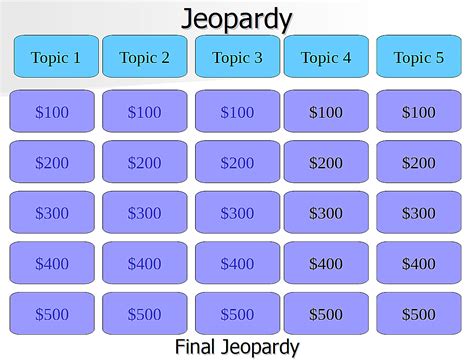 Jeopardy Printable Template