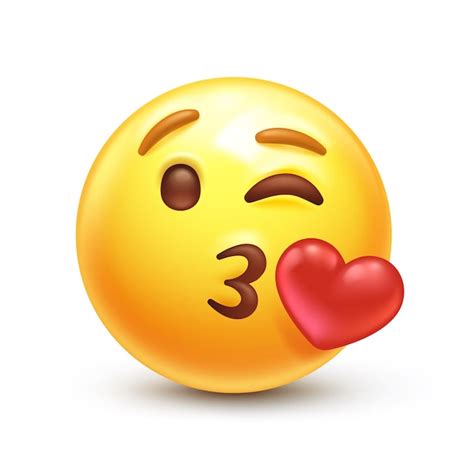 Emoji de beijo emoticon de amor com lábios mandando um beijo piscando