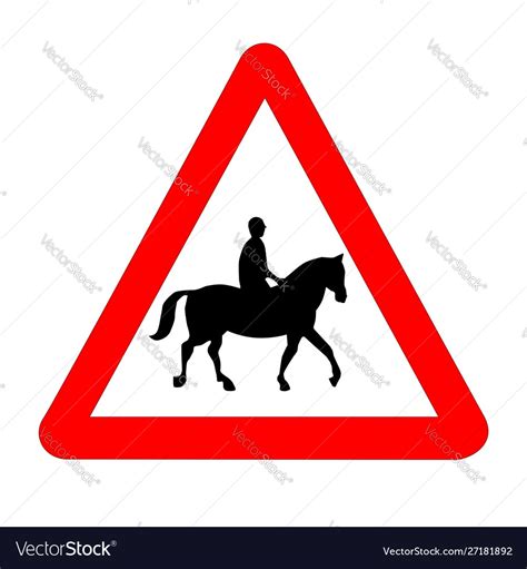 Horse And Rider Traffic Sign Isolated Royalty Free Vector
