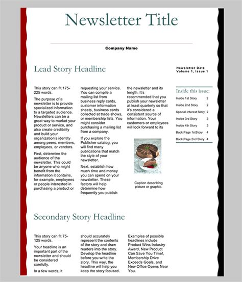 microsoft word newsletter template