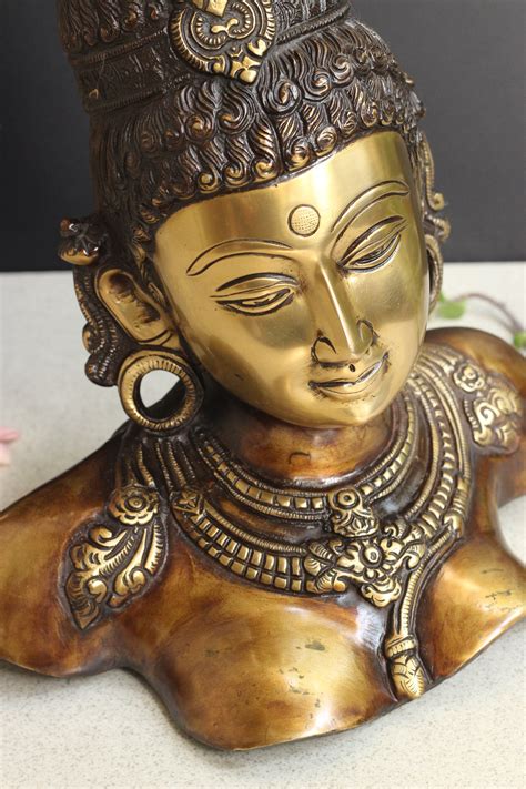 Brass Parvati Bust 12 Brass Statue Hindu Goddess Etsy