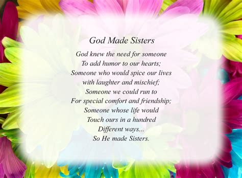 God Made Sisters Free Sister Poems