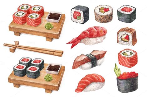 Pin By 𝙱 𝙴 ☽ On ᴍᴜsᴇ Sushi Drawing Sushi Art Japanese Food Illustration