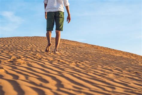 A Man Lost In The Red Desert In Vietnam Mui Ne Stock Photo Image Of