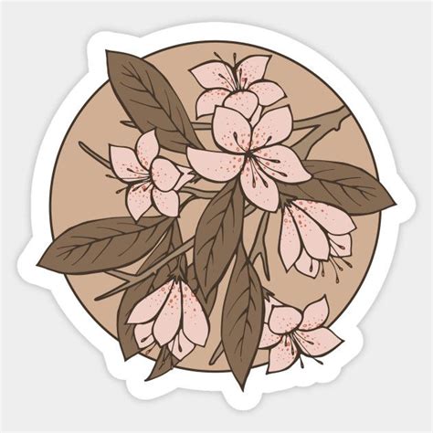 Pink And Brown Sakura Branch Sticker By Olooriel On Teepublic Kawaii Stickers Cute Laptop