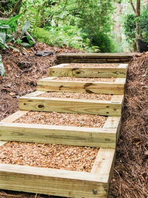 How To Build An Outdoor Wood And Gravel Staircase Landscape Stairs