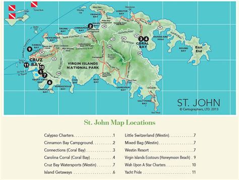 St John Island Road Map St John Virgin Islands Johns Island Saint