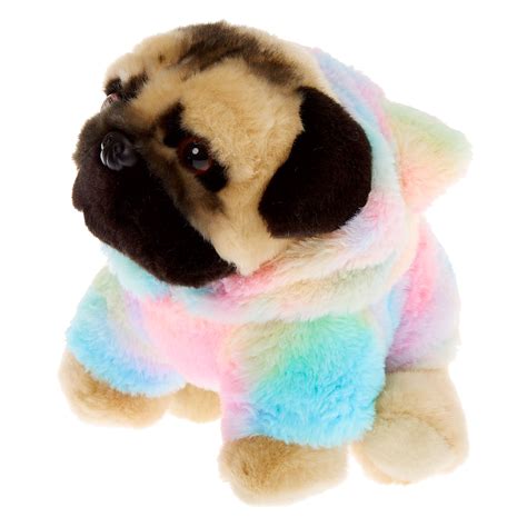 Doug The Pug™ Medium Rainbow Hoodie Plush Toy Claires Us