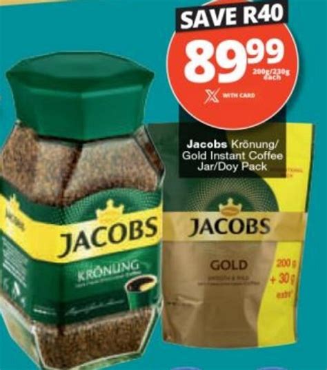 Jacobs Krönung Gold Instant Coffee Jar Doy Pack 200g 230g Offer