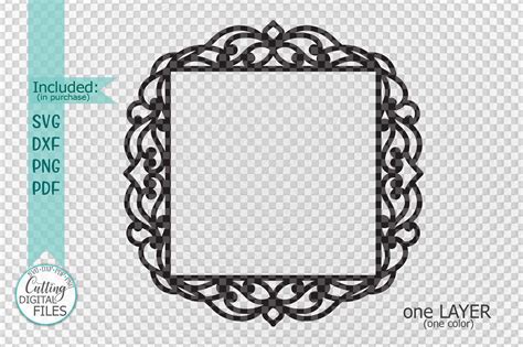 Square Frame With Swirls Cut Out Laser Cut Svg Dxf Template My Xxx