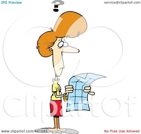 Royalty Free Rf Clip Art Illustration Of A Cartoon Lost Woman Trying