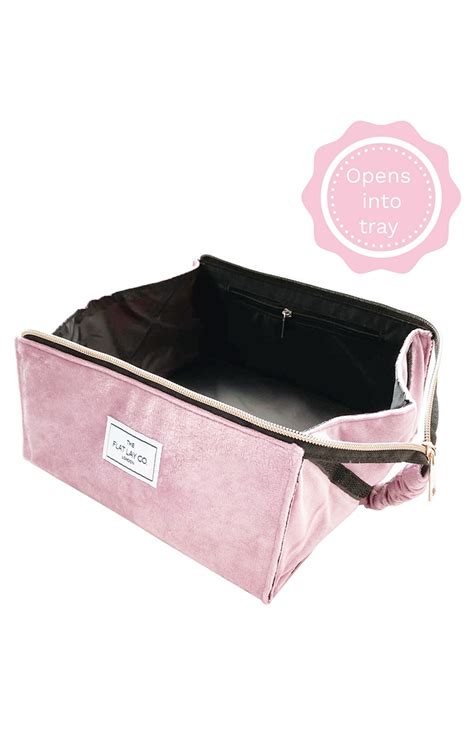 The Flat Lay Co Open Flat Makeup Bag Pink Velvet Prettylittlething
