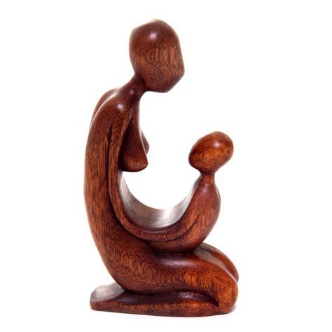 Unicef Market Hand Carved Suar Wood Mother And Child Sculpture From