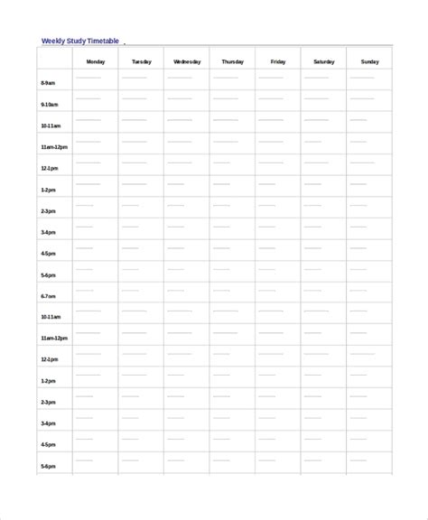 Free 7 Sample Weekly Timetable Templates In Pdf Ms Word