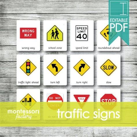 Traffic Signs Montessori Cards Flash Cards Three Part Etsy Traffic