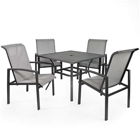 The average price for metal patio dining sets ranges from $50 to $2,000. Barton Vienna 5-Piece Metal Sling Outdoor Patio Dining Set ...