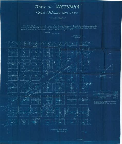 Survey Map Of The Town Of Wetumka Creek Nation Indian Territory 2