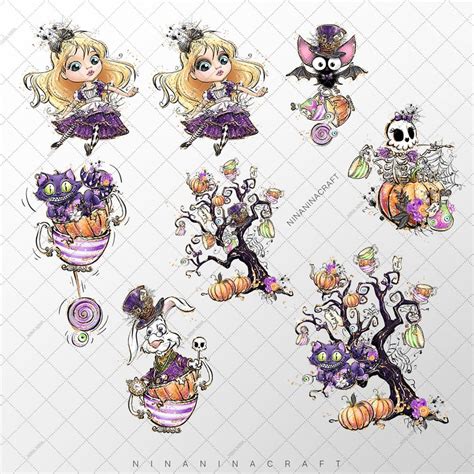 Halloween Wonderland Clip Art Pack Digital Planner Stickers Etsy