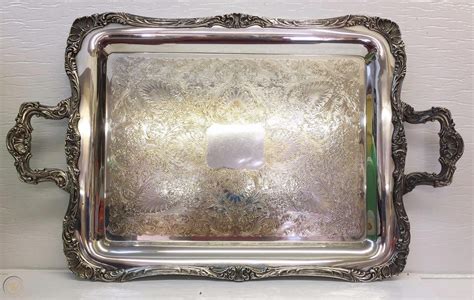 Silver Plate Dip Or Sauce Raised Center Tray Vintage Wm Rogers Rope