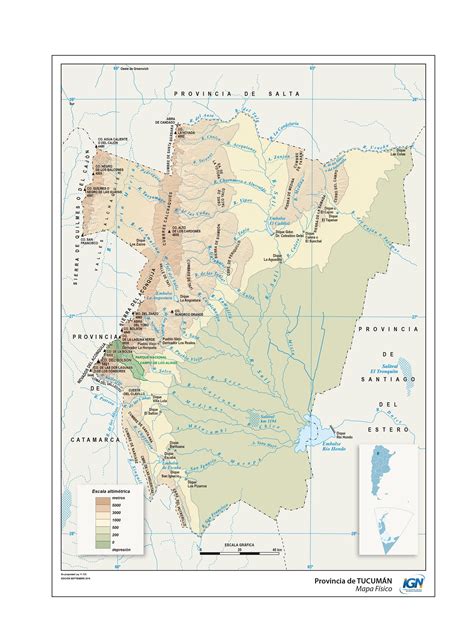 Mapa Físico De Tucumán Instituto Geográfico Nacional De La República