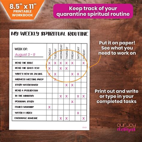 Jw Spiritual Routine Printable Workbook For All Ages Etsy