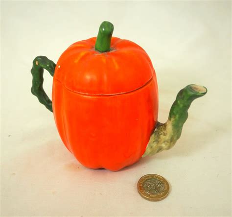 Edwardian Pumpkin Teapot English Porcelain Squash Shaped Etsy Tea