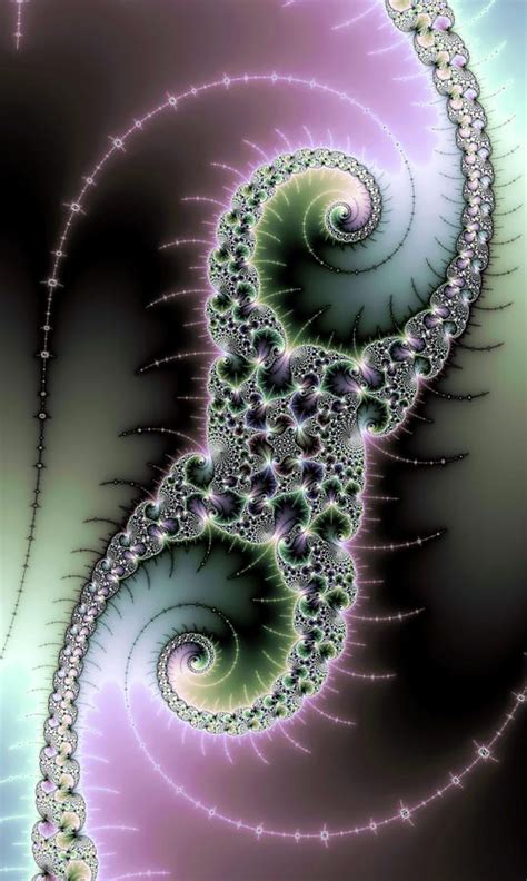 Fractal Spirals Purple And Green Jewel Tones By Matthias Hauser