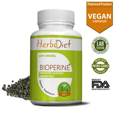 Piperine 95 Bioperine Black Pepper Extract Capsules Boosts Turmeric