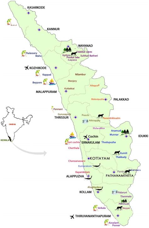 Check out tour my india website to explore kerala tourist map for hassle free holiday tour in kerala. Kerala, photos kerala, India. Holidays, how to get to the beaches of Kerala, map, Kerala, India ...