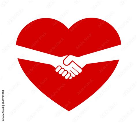 love heart and handshake consent deal and treaty between partner significant other and lover