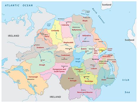 Map Of The Six Counties Of Northern Ireland Map 2023