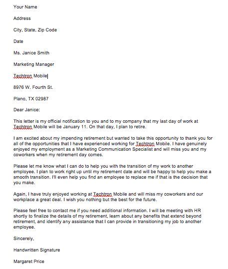 Retirement Letter To Employee From Employer Sample Download