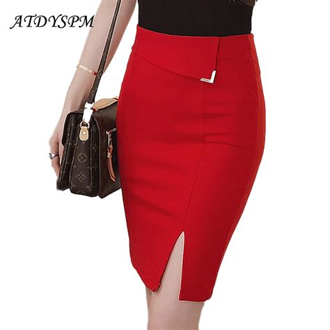 New Plus Size 5xl Office Skirts For Women Sexy Elastic High Waist Slim
