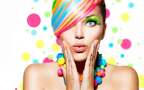 Wallpaper Fashion Girl Colorful Hair Makeup 1920x1200 Hd Picture Image