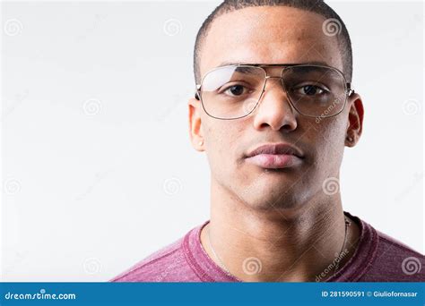 Serious Black Man In Metallic Glasses Portrait Stock Image Image Of Copy Serious 281590591