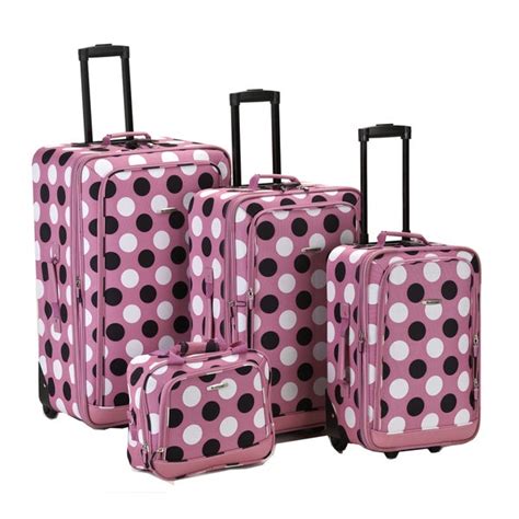 Shop Rockland Deluxe Polka Dot 4 Piece Expandable Luggage Set Free