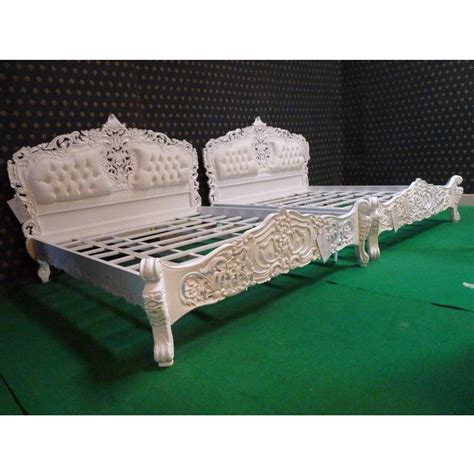 Upholstered super king size bed with a choice of feet. Super King White French style Rococo upholstered bed ...