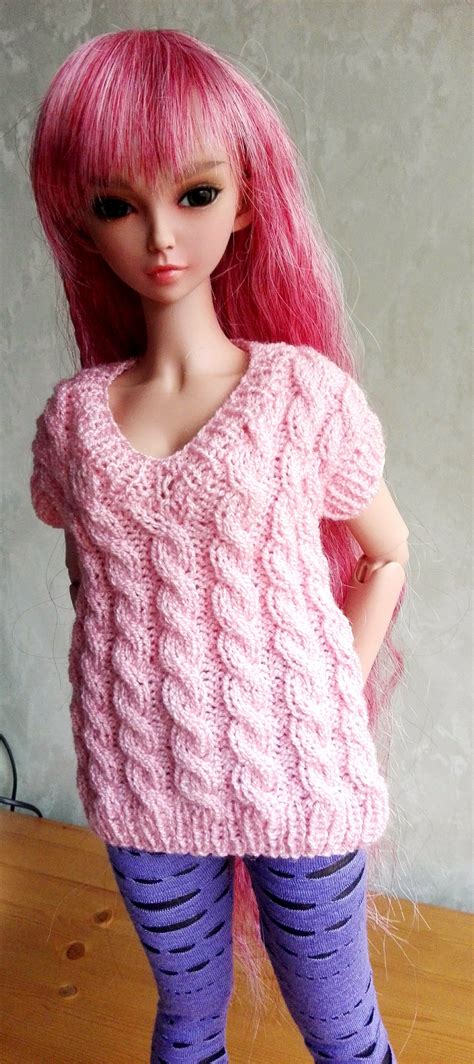 Boxy V Neck Cabled Sweater Barbie Knitting Patterns Barbie Clothes