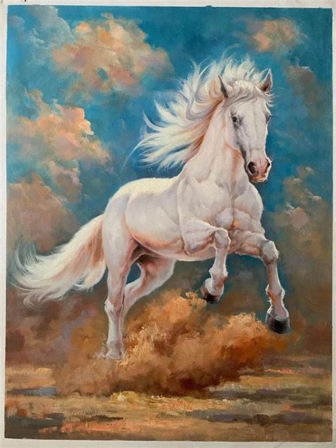Seven Horses Painting White Horse Painting Horse Oil Painting Oil