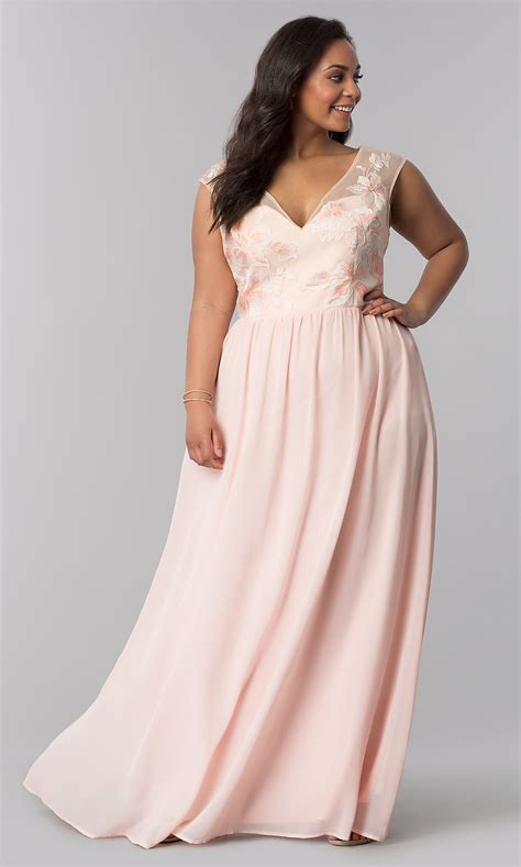 V Neck Blush Pink Plus Size Prom Dress Formal Prom Dresses Long Plus