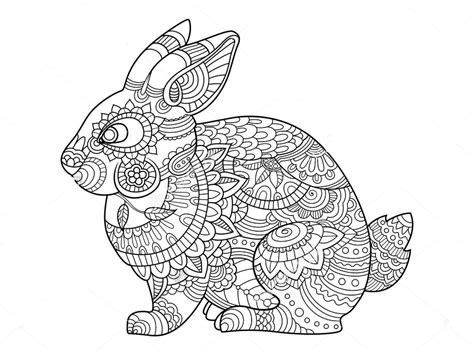 Rabbit Zentangle Coloring Page Bunny Coloring Pages Mandala Coloring