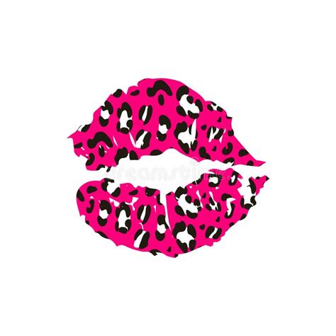 Leopard Lips Pinkpainted Colored Female Lips Ideal For Printing On