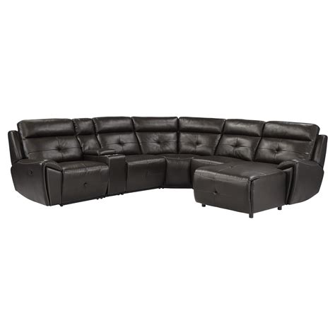 Modern Dark Brown Faux Leather 6 Piece Rsf Reclining Sectional