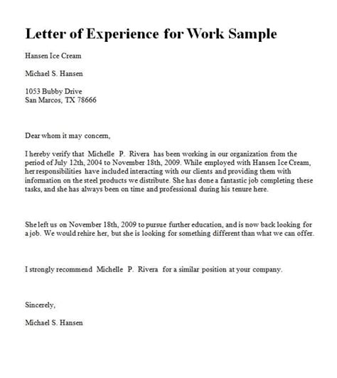 Experience Letter Template Word Excel Pdf Formats