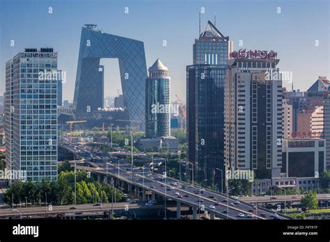 China Beijing Peking City Guomao District Skyline East Second Ring Road Cctv Headquarters