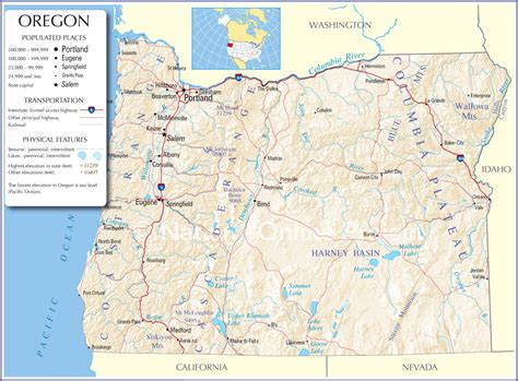 Road Map Oregon California Printable Maps