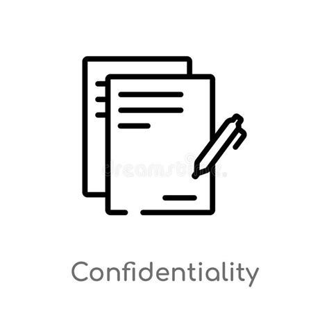 Outline Confidentiality Agreement Vector Icon Isolated Black Simple